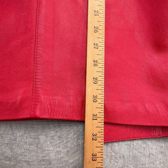 Vera Pelle Jacket Women Medium Red Leather‎ Double Breasted Relaxed Retro 80s 90 - Picture 7 of 9